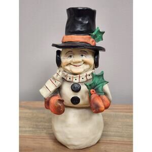 VTG Holly Snowman by Allyson Nagel Signed Dated 1995 6.5" Top Hat Earmuffs Scarf
